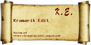 Kramarik Edit névjegykártya